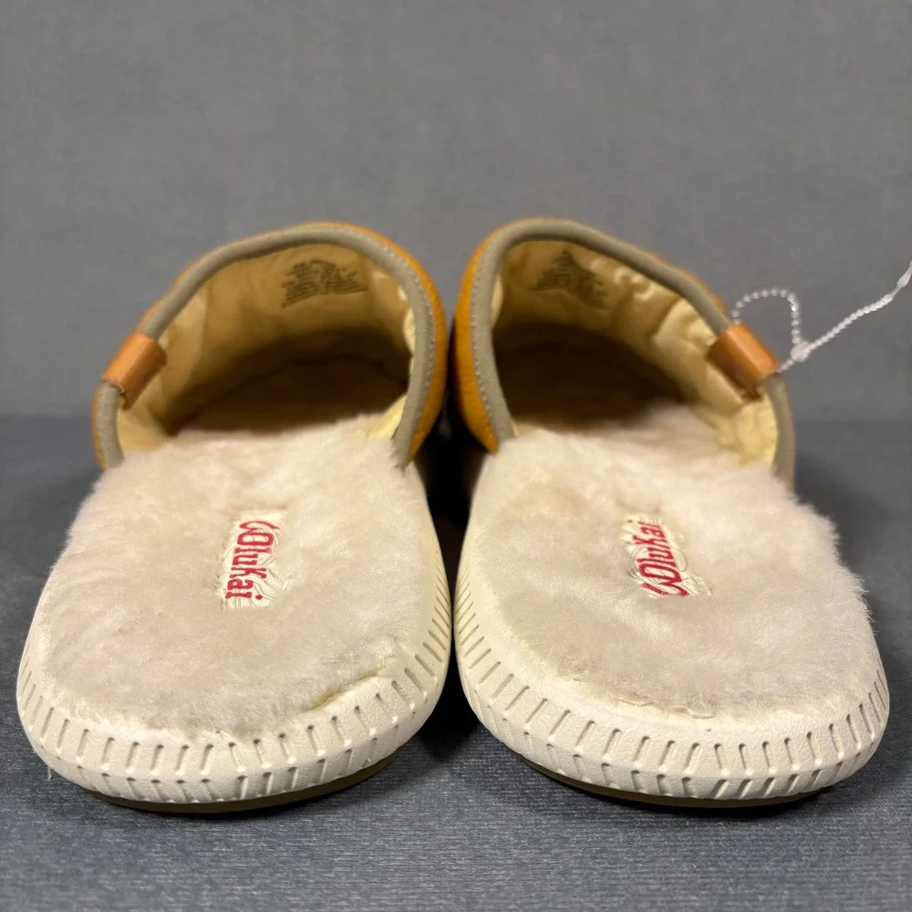 OluKai Mua 'Ili Men's Leather/Shearling lined Mule Slippers‎ Shoes US 11/EUR 44